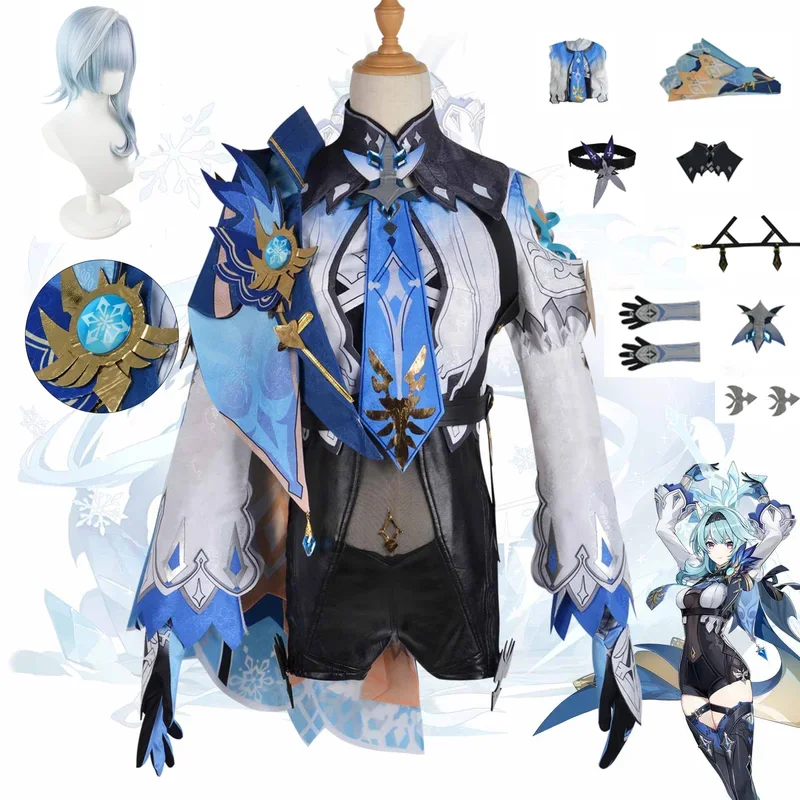 Eula Cosplay Genshin Impact Costume Eye of God parrucca copricapo guanto Set completo gioco Cos Halloween Carnival Party Costumes Comic Con