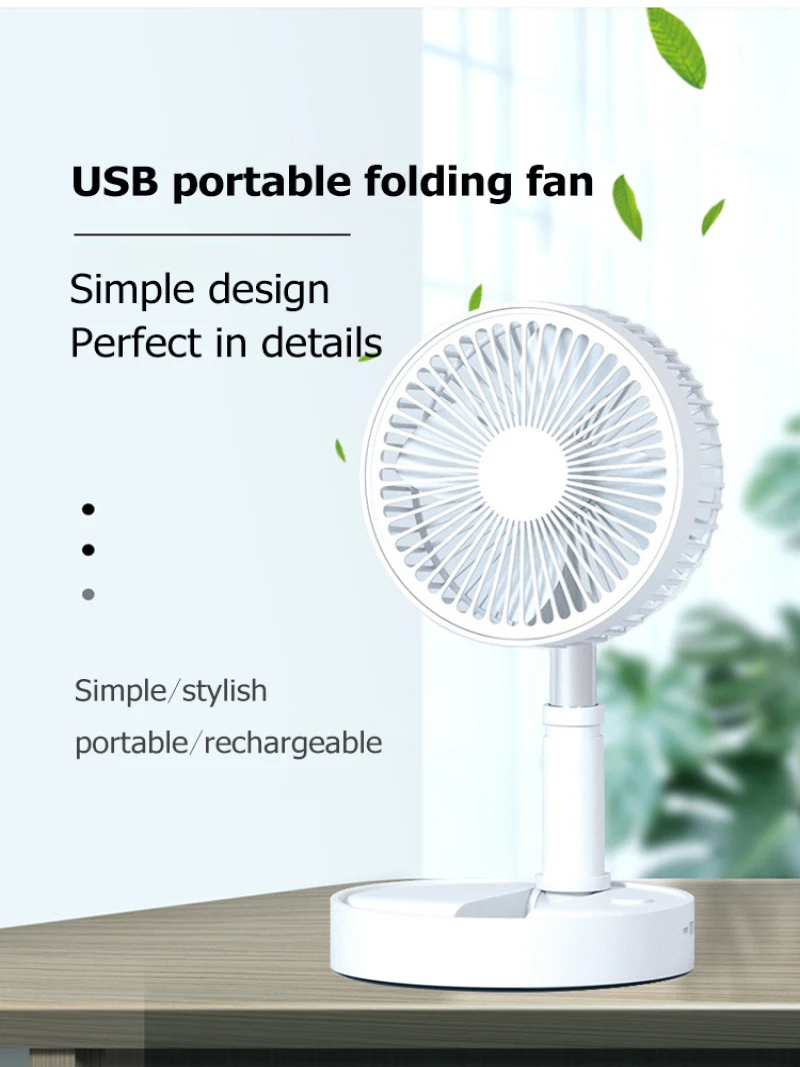 Mini Folding Retractable Fan Dormitory usb rechargeable fan Silent Circulation Design Portable Fan Floor Standing Desktop Fan