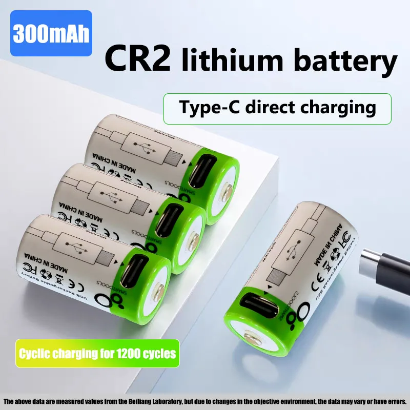 

CR2 Rechargeable Battery Environmentally Friendly High Cost-Effectiveness with Free Charging Cable Supports USB/Type-C
