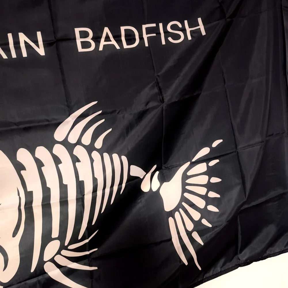 Large Captain Badfish Pirate Flag 90x150cm - Fish Skull Flag, Premium Polyester for Outdoor Hanging, Pirate Party Decor