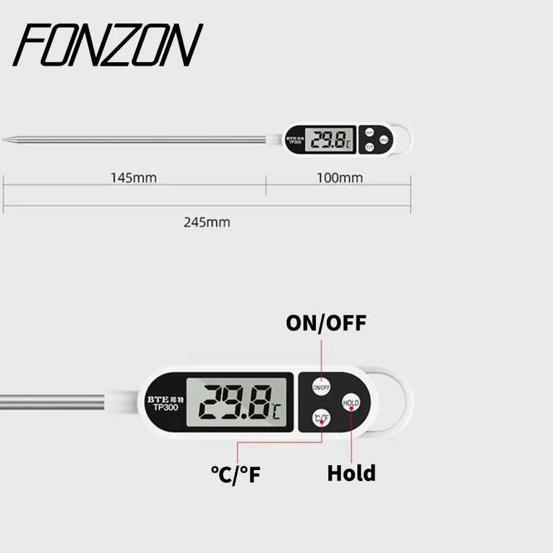 ميزان حرارة الطبخ الرقمي للمطبخ -50 ~ 300 ℃ جهاز قياس درجة حرارة طعام اللحوم للطهي/الشواء/الحليب TP300 ميزان حرارة الطعام #4