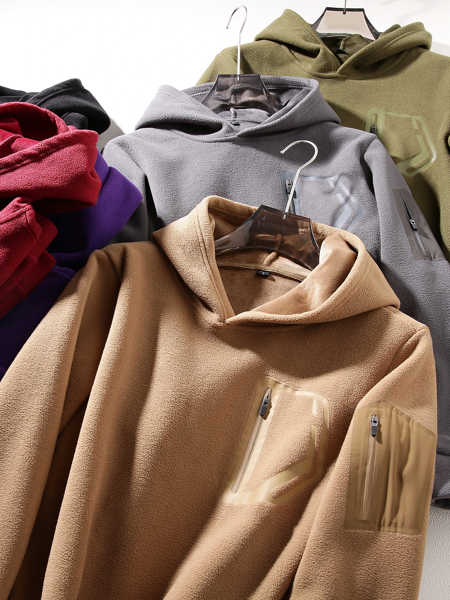 

High-End Functional Sle Outdoor Hooded Fce Lined Sweatirt Jaet for Men And Women Warm Casual Streetwear