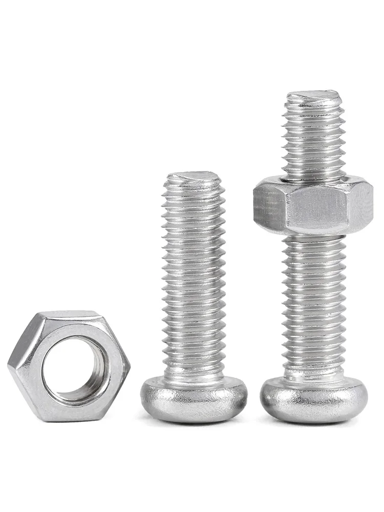 

M1 M1.2 M1.4 M1.6 M2 M2.5 Mini Round Head Phillips Bolt Nuts Combination 304 Stainless Steel Pan Head Screws Hexagon Nuts Sets