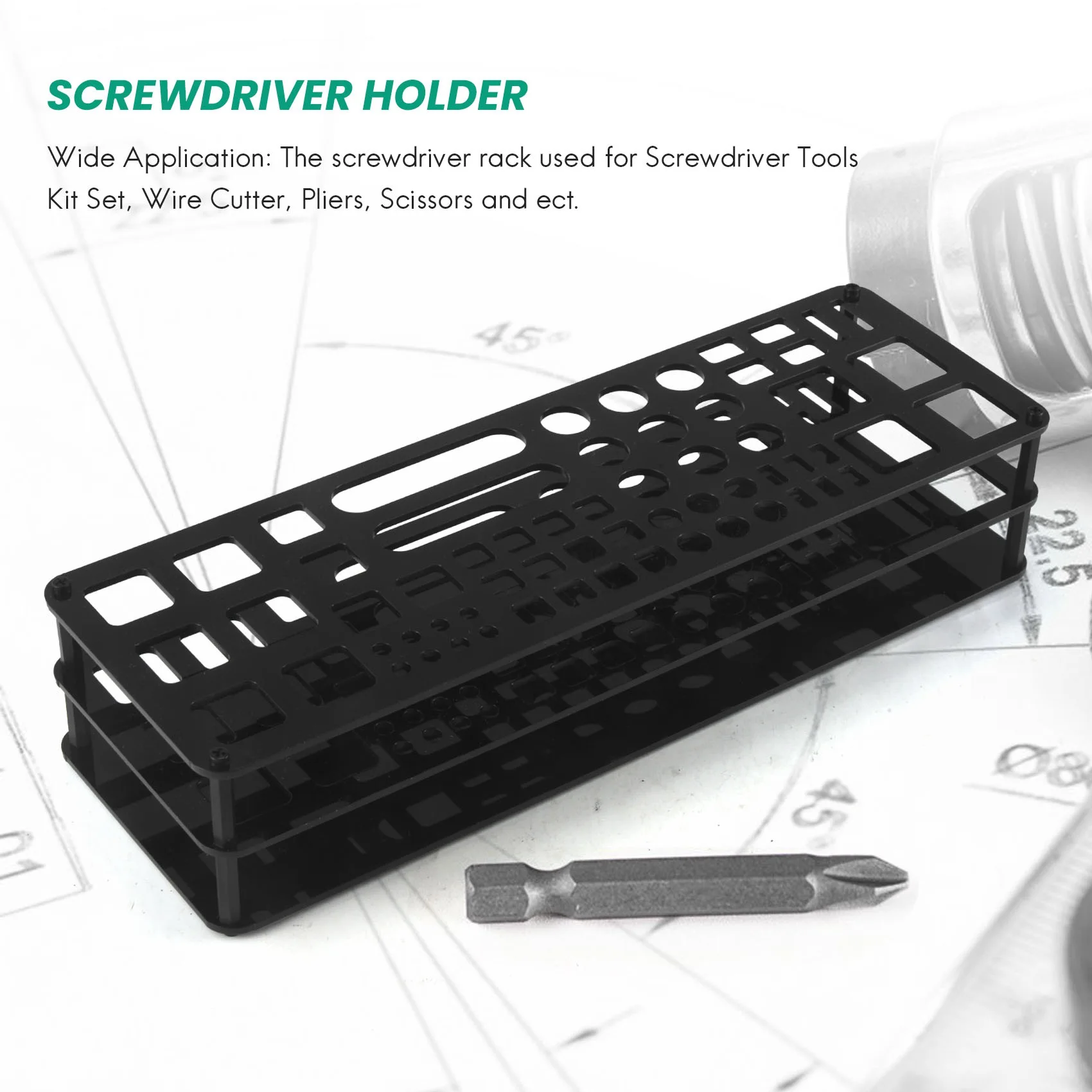 [NEW!A93G】 Screwdriver Storage Rack Holder Screwdriver Organizers For Hex Cross Screw Driver RC Tools Kit Organizers 63 Hole