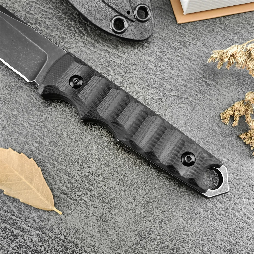 Ryu Tactical Tanto FX-634 Fixed Blade Pocket Knife D2 Black Stonewashed Blade G10 Handles with Kydex Sheath Protable Knife