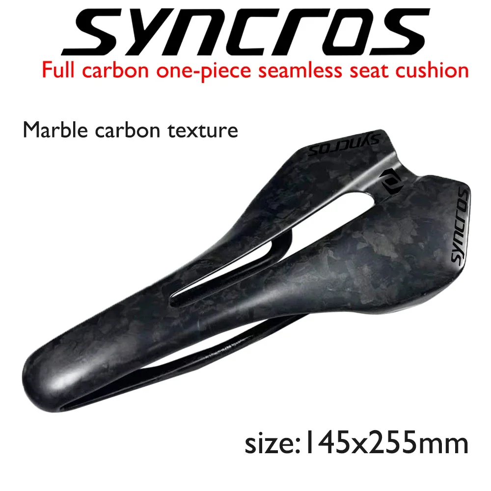 

SYNCROS Carbon Fiber Road Bike Saddle 92g Lightweight, Hollow-Out Design for Breathable Comfort - MTB Racing Bicycle Seat