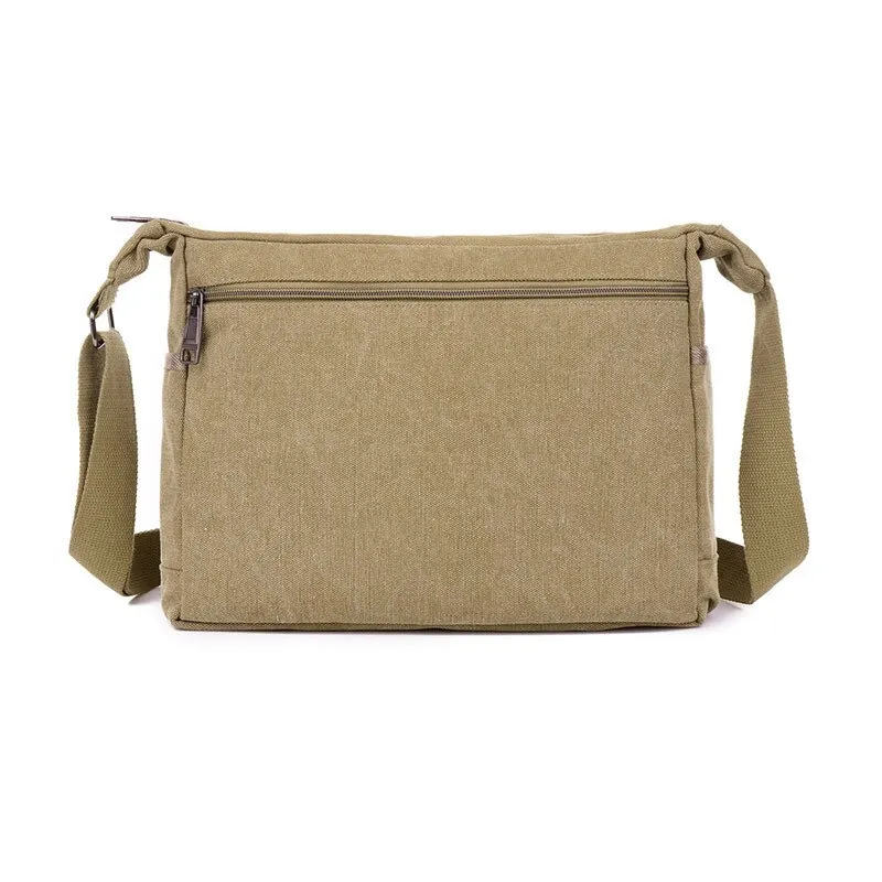 Canvas Shoulder Bag Garrafa Homens Mulheres Casual Simples Moda Retro Crossbody Cross Square Multi Layered