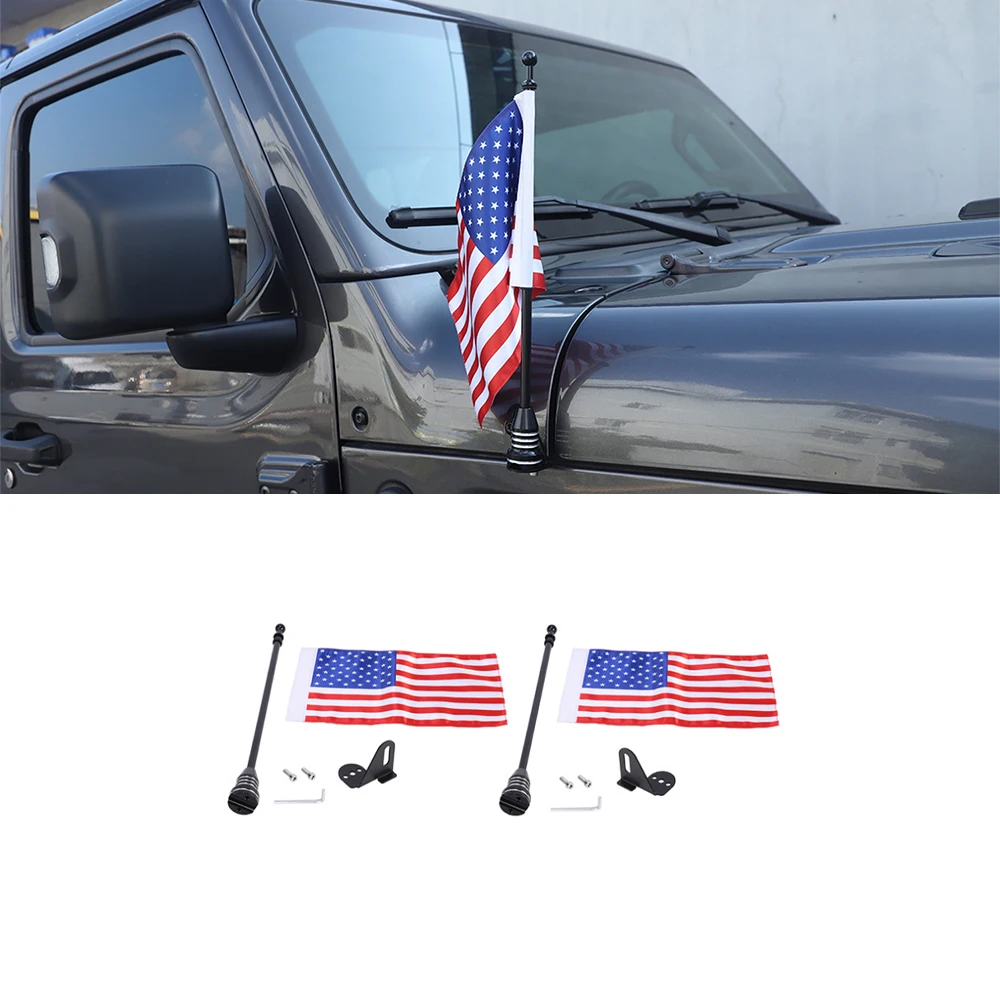 Engine Hood Wrap Corner Flagpole Bracket Holder for Jeep Wrangler JK JL for Gladiator JT 2007-2024 Car Exterior Accessories