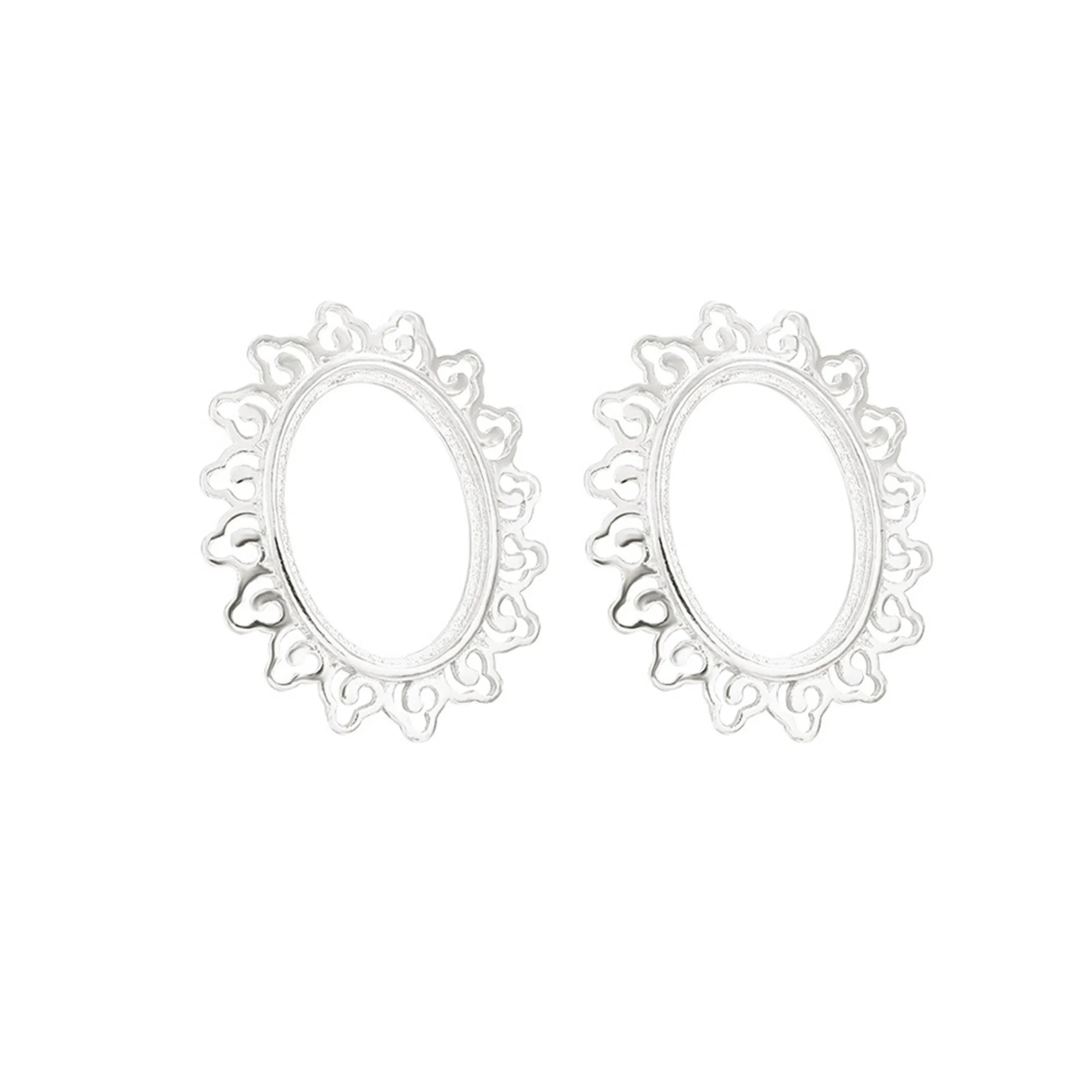 Earring Settings for 5x7mm/6x8mm/8x10mm/9x11mm/10x14mm Oval Cabochons or 6-10mm Round Cabochon 925 Silver Earring Base