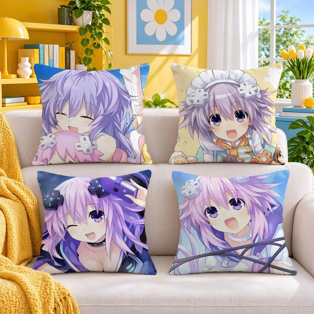 game Hyperdimension Neptunia Cushion Cover Throw Pillow Short Plush Fresh Bright Cushion for Bedroom Sofa Ornament Present Gift