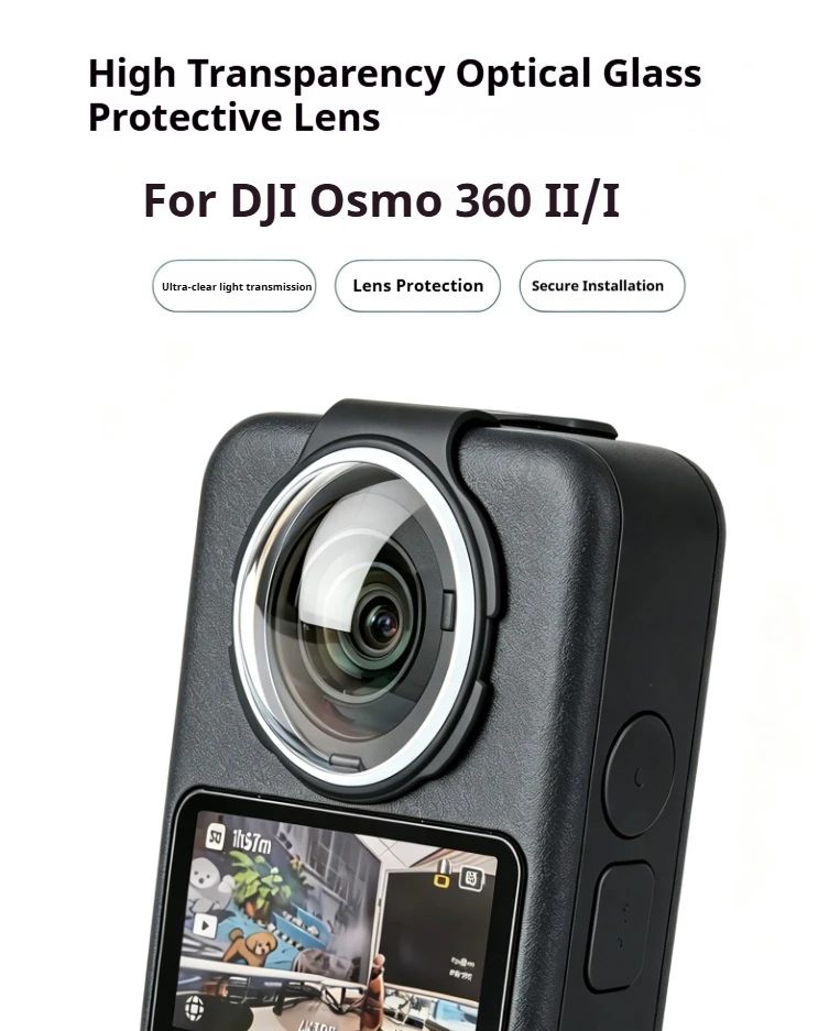 Glass Lens Guard for DJI OSMO 360 II / I HD Tempered Glass Anti-Fog Protective Lens For DJI OSMO 360 Snap-On Camera Lens Protect