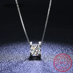 Echte Moissanite Vierkante Hanger Ketting D Kleur Vvs1 Lab Diamanten 925 Sterling Zilver Voor Vrouwen Bruiloft Fijne Sieraden Pe032