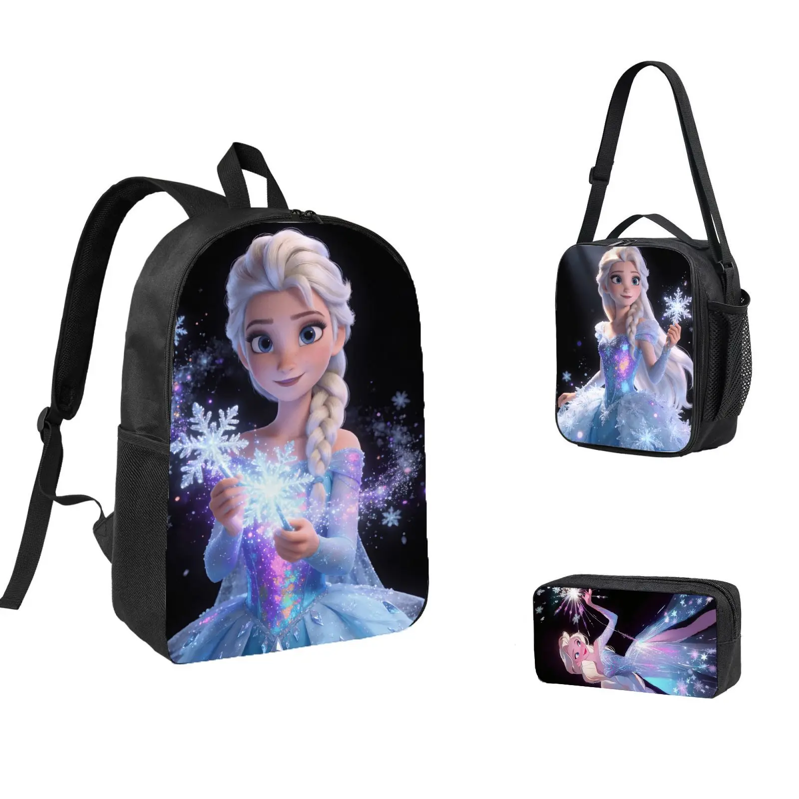 

Набор из 3 предметов: рюкзак, пенал и сумка для обеда с Эльзой из мультфильма «Холодное сердце», высококачественная милая повседневная сумка через плечо для ежедневного использования