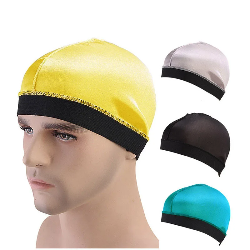 Fashion Silky Dome Wave Cap Elastic Bandanas Unisex Wig Cap Night Sleep Headcover Cancer Hair Loss Chemo Cap Hair Accessories