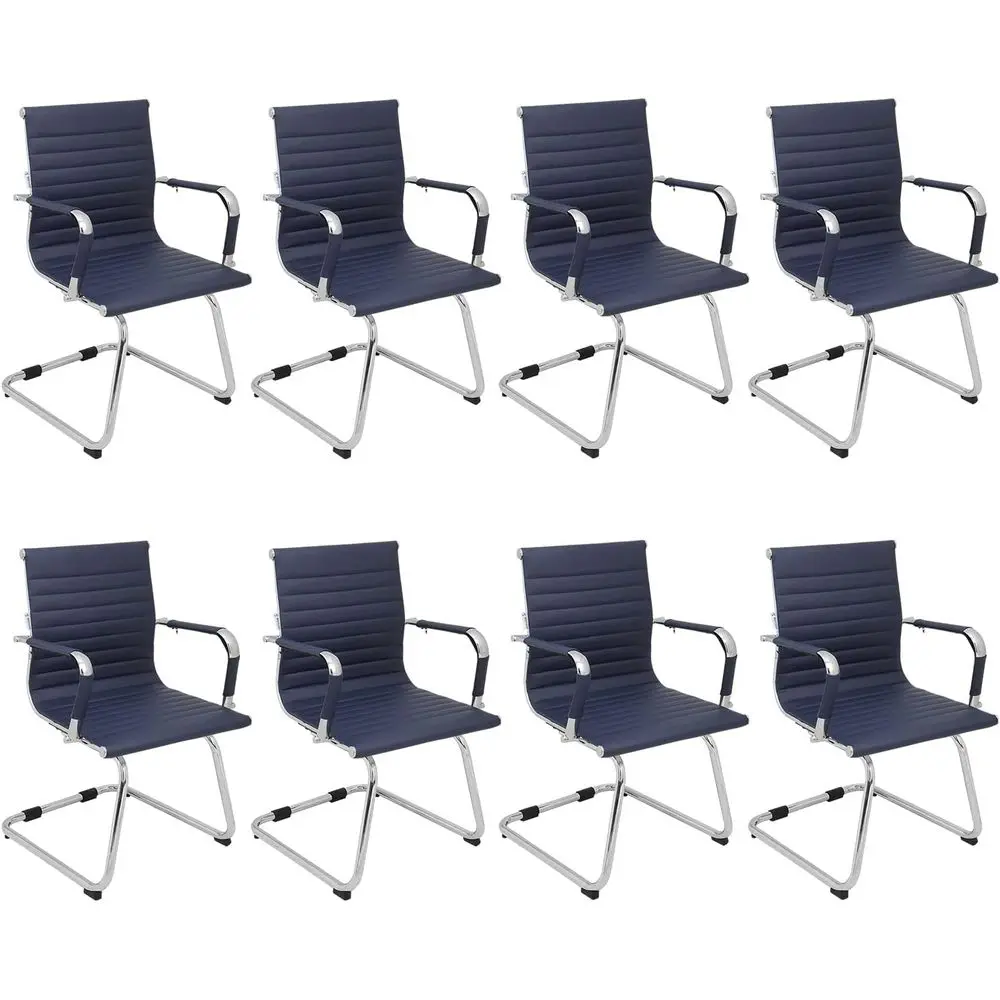 

8-Piece Set of Modern Chairs with Backrest and Sled Base