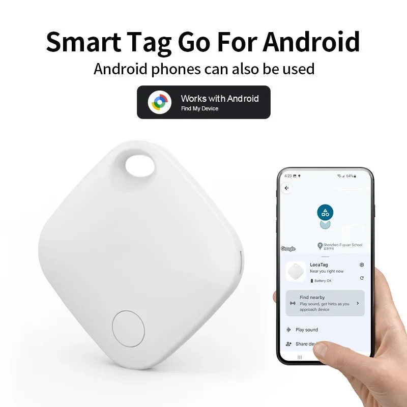 Bluetooth GPS-трекер для устройств Android, тег работает с приложением Google Find Hub, искатель ключей, смарт-тег для домашних животных для Xiaomi Samsung Motorola