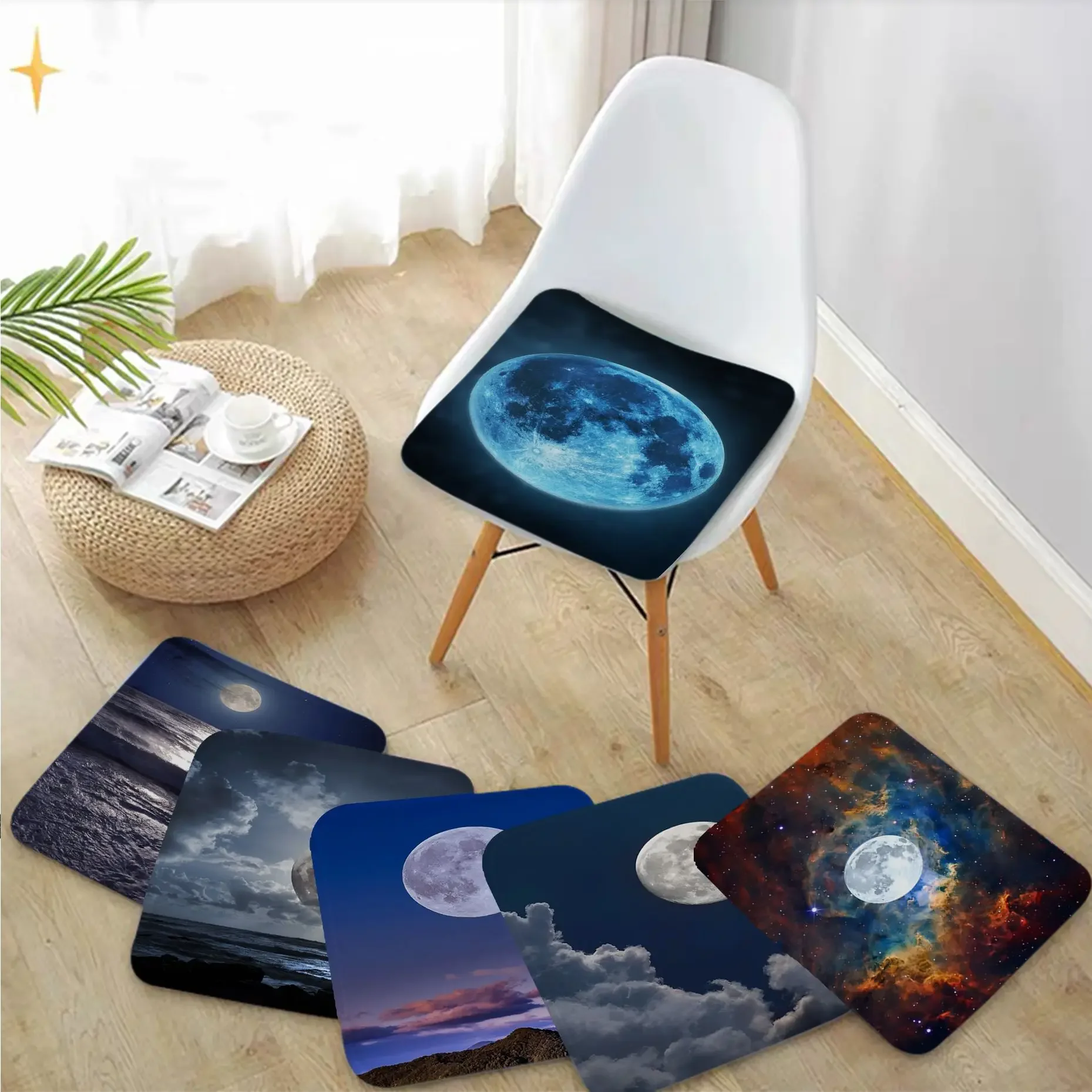 

Moon Nordic Printing Stool Pad Patio Home Kitchen Office Chair Seat Cushion Pads Sofa Seat 40x40cm Sofa Decor Tatami