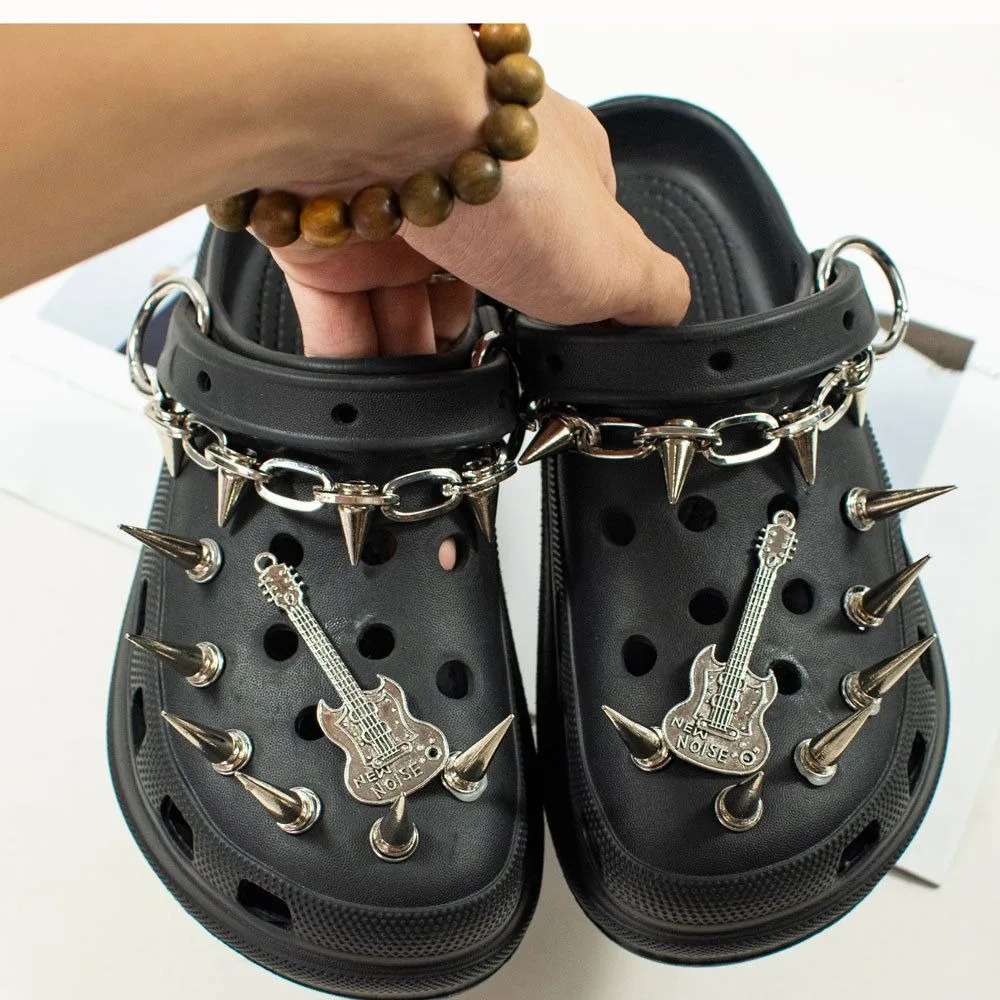 

Guitar Rivet Series Cool Footwear Decoration DIY Ins Popular Charms for Crocs Trendy Clogs Jeans Trendy Kids Boys Girls Gifts