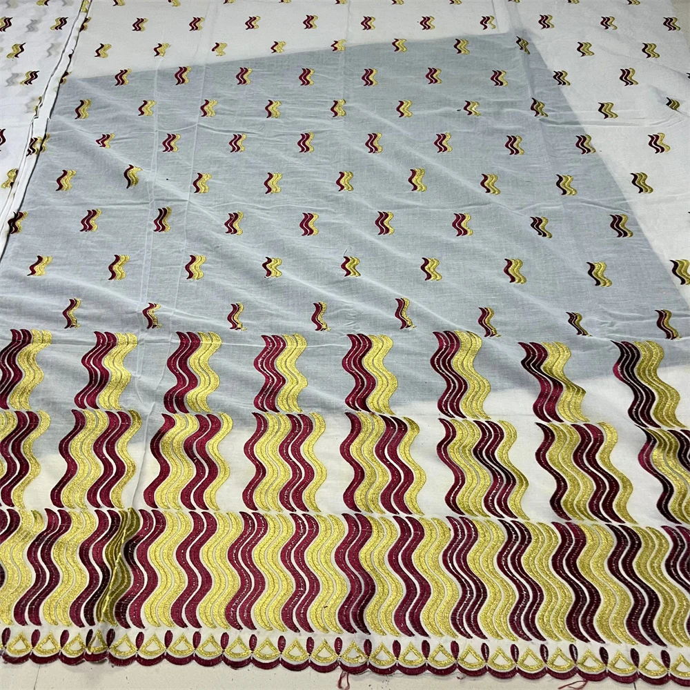 

Высококачественная африканская нигерийская тюлевая кружевная ткань 2025 года для шитья свадебного платья, вышитая хлопковая дамасская ткань (5 ярдов)