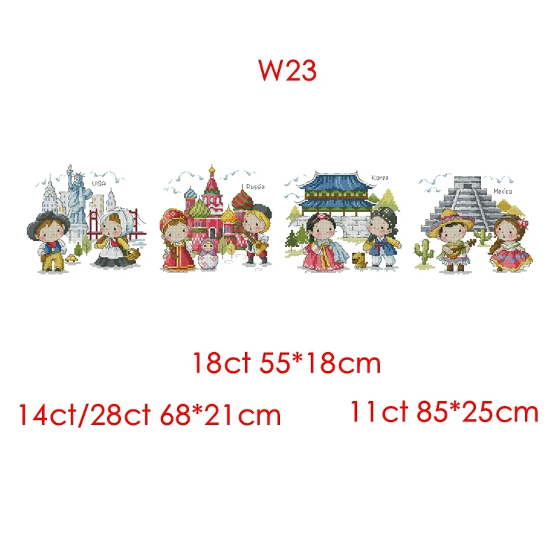 Cross-stitch set: A stress-relieving hand-embroidery material package for a journey around