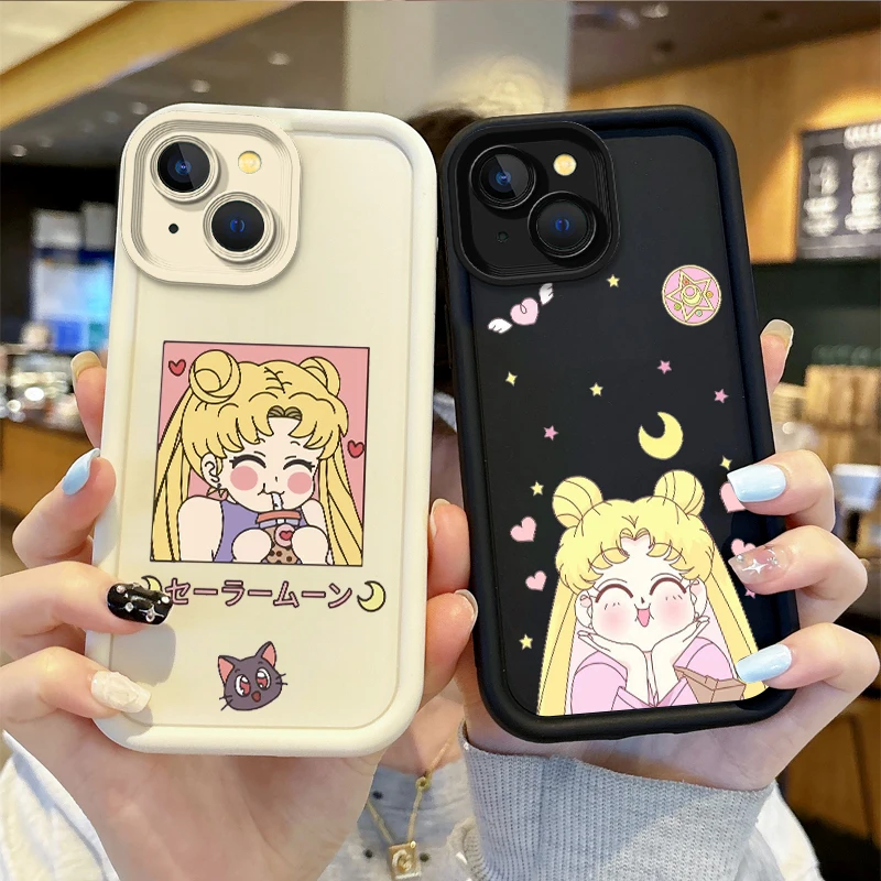 

Lovely Anime Sailors Moons Non-Slip Case For iPhone 15 14 13 12 11 Pro Max 15 14 8 7 6 Plus X XS Max 8 7 6 Liquid Silicone Cover