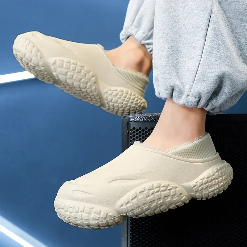 Koppel Plus Fluwelen Katoenen Slippers Nieuwe Winter Non-Slip Heren En Dames Platform Eva Home Katoenen Slippers Heren Vrijetijdsschoenen