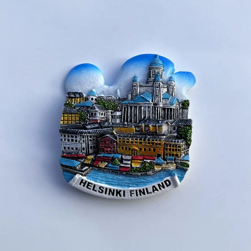 Helsinki, Finland Cityscape Magnetic Fridge Magnet Internet Celebrity 3D Travel Magnet Decorative Souvenir