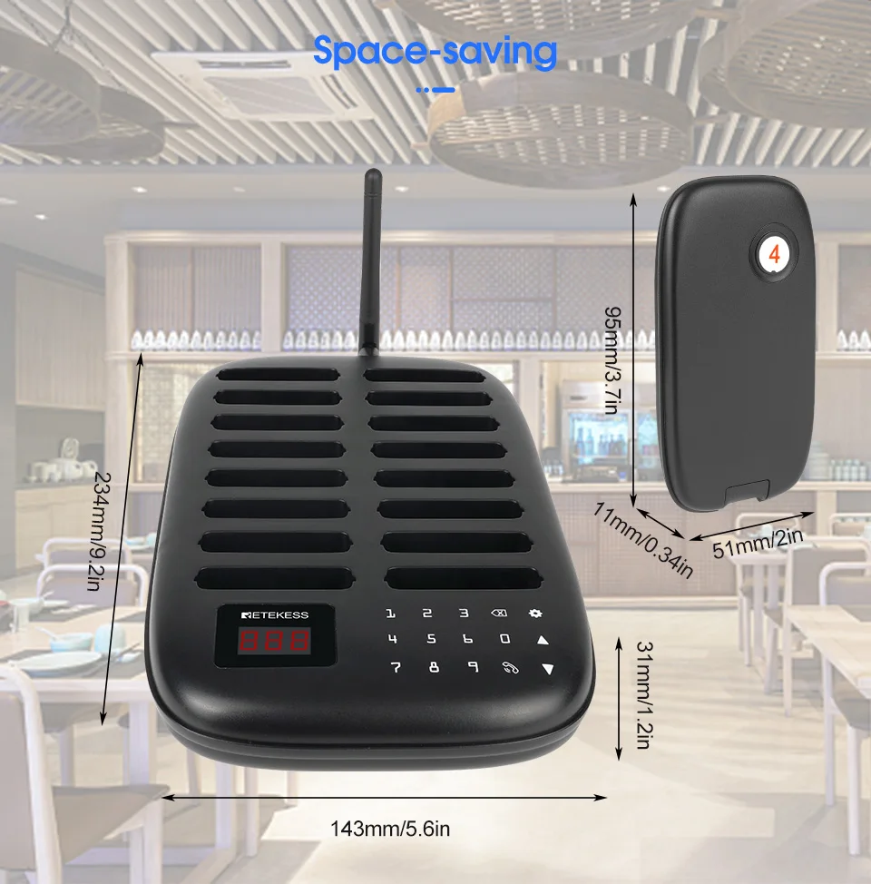 RETEKESS TD175 Restaurant-Pager Drahtloses Rufsystem Vibrations-Untersetzer Buzzer Empfänger für Food Trucks, Cafés, Bars, Kliniken – Detail 16