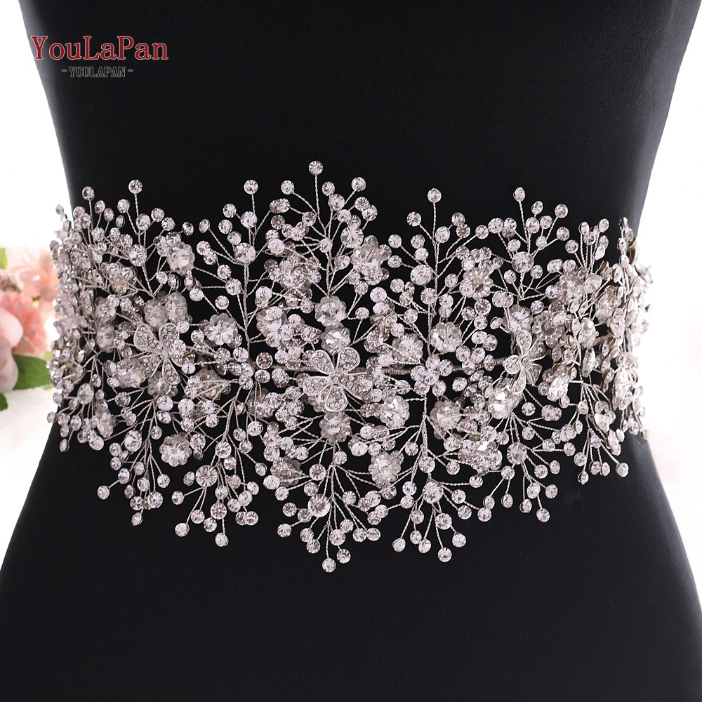 YouLaPan-Cinturón de lujo hecho a mano para vestido de novia, faja ostentosa con diamantes de imitación, accesorios de joyería para fiesta, SH240