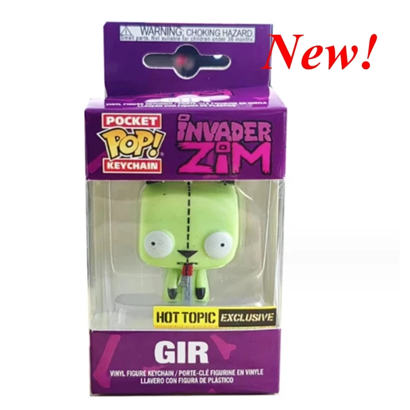 NEW!!! Funko POP Pocket Keychain Invader Zim Gir Action Figure Collection Limited Edition Model Toys for Birthday Gift Keychains