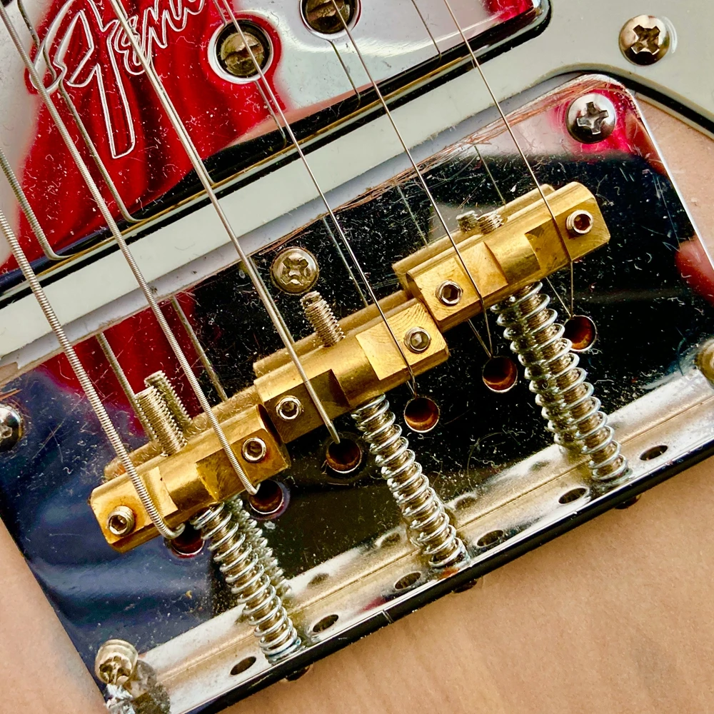 1 Set TL Gitarre Brücke Sättel Vintage Messing Kompensiert Sättel für Tele Style Gitarre Teil – Detail 13