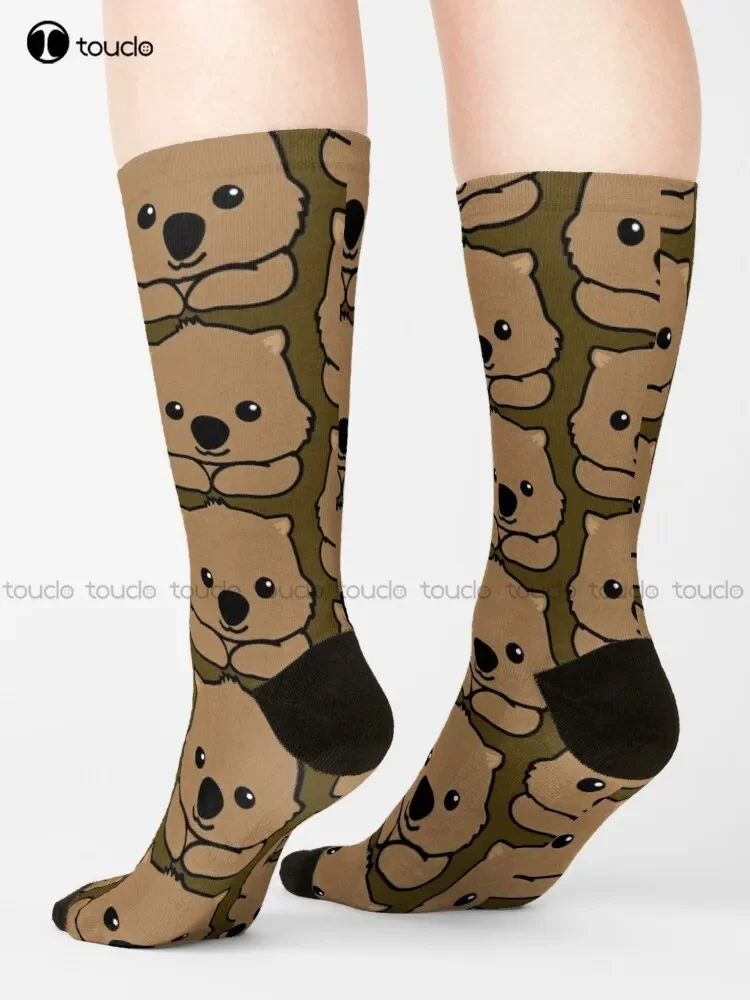 Cute Baby Wombat Smiling Drawing Socks Hiking Socks Men Cute Pattern Funny Autumn Best Cartoon Street Skateboard Socks Gift Art