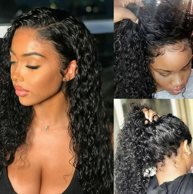 Black split long hair curls