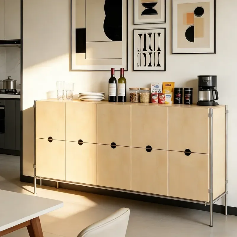 Industrial Style Birch Multi Layer Wall Bucket Cabinet Ocean Board Living Room Storage Retro Simple Locker
