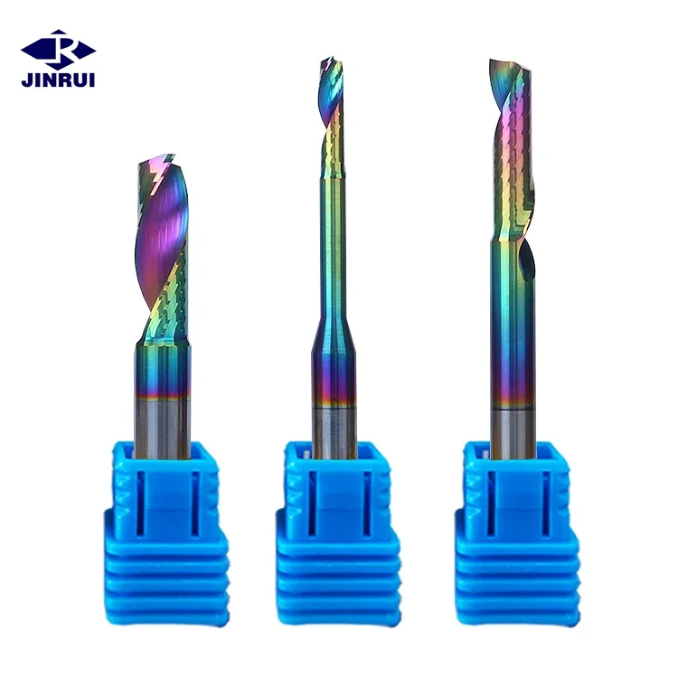 JR Color Coating Single Flute End Mill 1 Flute Milling Cutter for Aluminum and woodworking