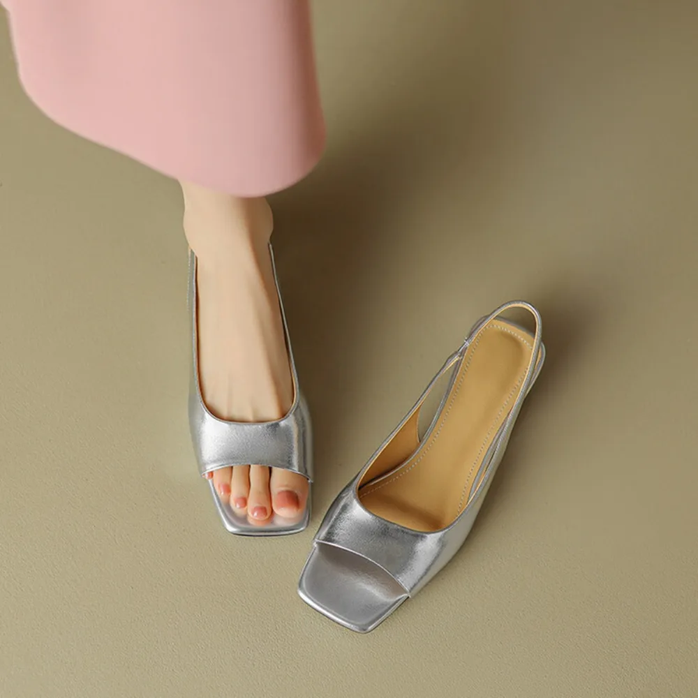 Comfy Soft Insole Metallic Kitten Heel Mules Women Backless Slip On Sandals Daily Wedding Banquet Summer Ladies Dress Slippers view 6