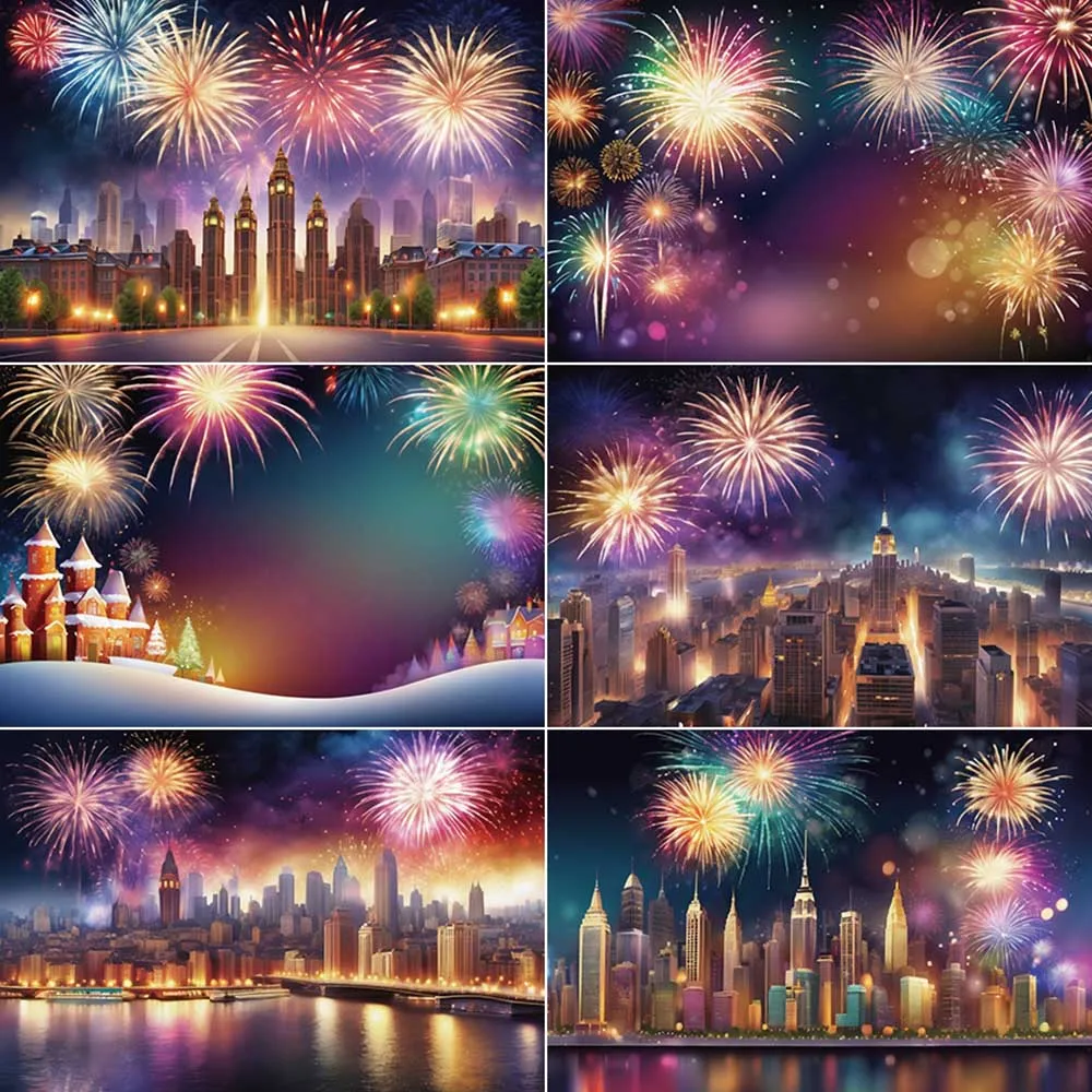 MOON.QG 2025 New Year Background Photography Decoration Party Banner Fireworks Photocall Backdrop Child Studio Photozone Props