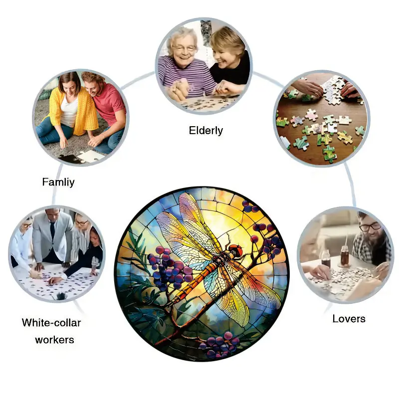 Beaux puzzles en bois libellule pour adultes, adolescents, familles, puzzles en bois naturel avec formes d'animaux, meilleurs cadeaux de Noël et jeux familiaux Puzzles magiques, jouets, décorations, peintures, décorations pour la maison