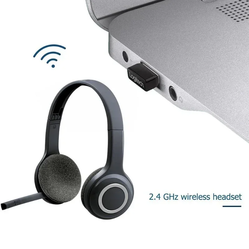 Headset Nirkabel Logitech H600 Original Baru, Nyaman, Portabel untuk Kerja Kantor, Pendidikan, Pengajaran, Rapat Online
