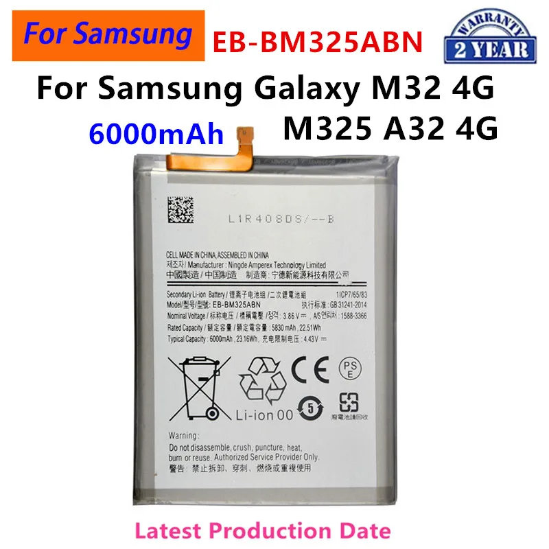 

Brand New EB-BM325ABN 6000mAh Battery For Samsung Galaxy M32 4G/M325 A32 4G SM-M325F/DS SM-M325FV/DS M325F M325