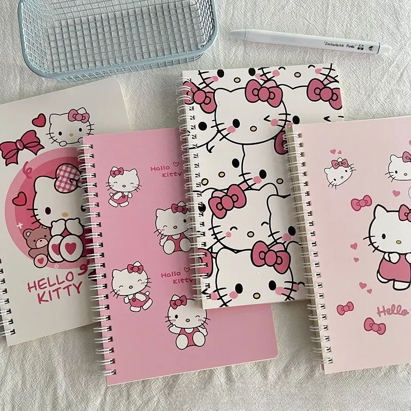 Hello Kitty Spiral Book 4Pcs/Set A5 Sanrio Coil Notebook School Supplies Stationery To-Do Lined Dot Journal Diary Sketchbook