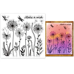 1Sheet Dandelion Clear Stamps Dragonfly Silicone Stamps Plants Rubber Stamps Transparent Seal Stamps for DIY Scrapbooking Photo