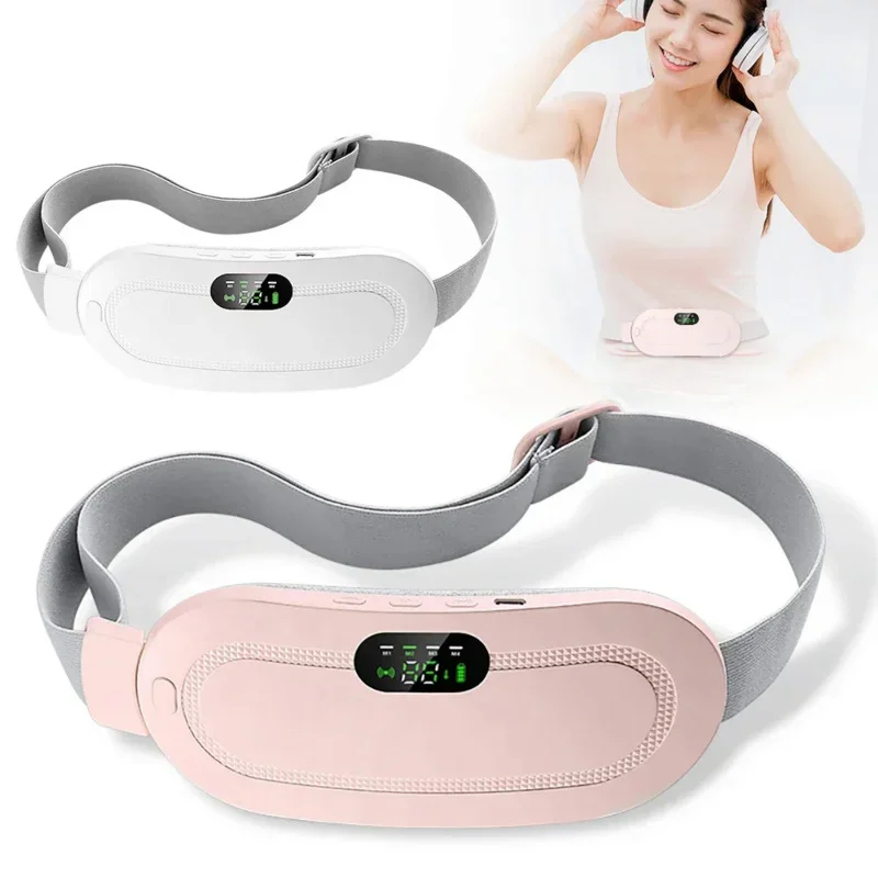 

Menstrual heating pad abdominal massager smart warm Palace belt waist vibration massage device for cramps period pain relief