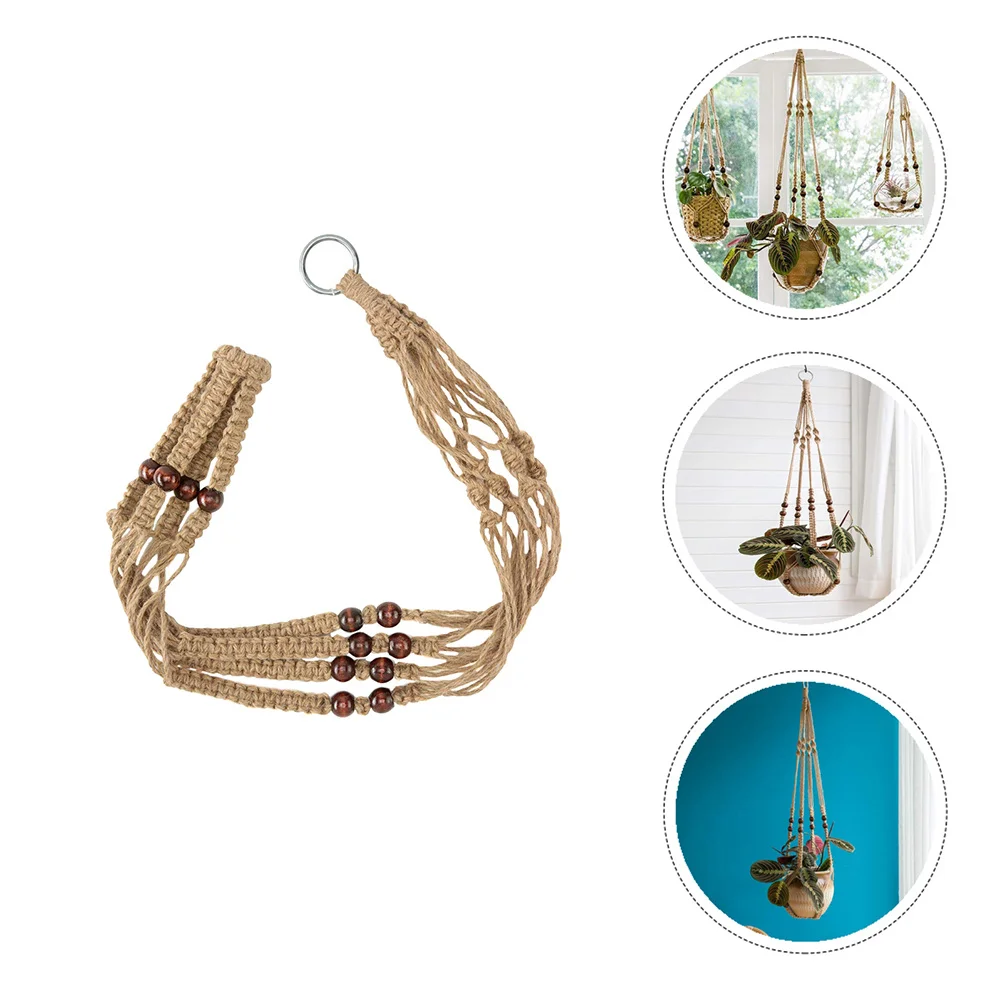 

1Pcs Hanging Net Pots Basket Woven Rope Planter Holder for Indoor Outdoor Plants Vintage Style Macrame Flower Pot Hanger Cotton