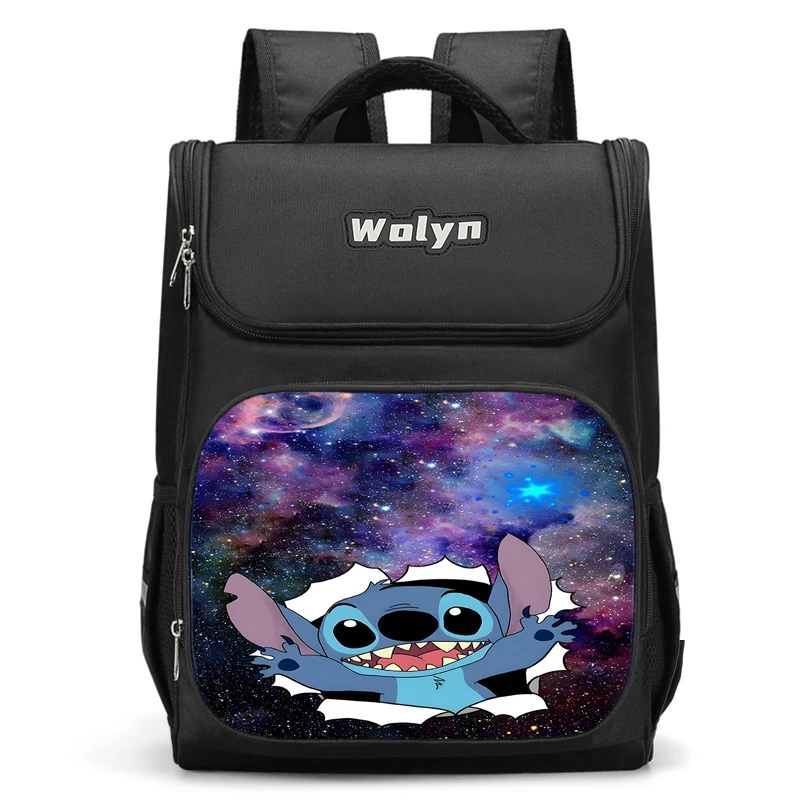 Large Child Cute anime couple Stitch Backpack Boy Girls School Bag For Men Women Traveling Backpack Durable and Multi Compartmen