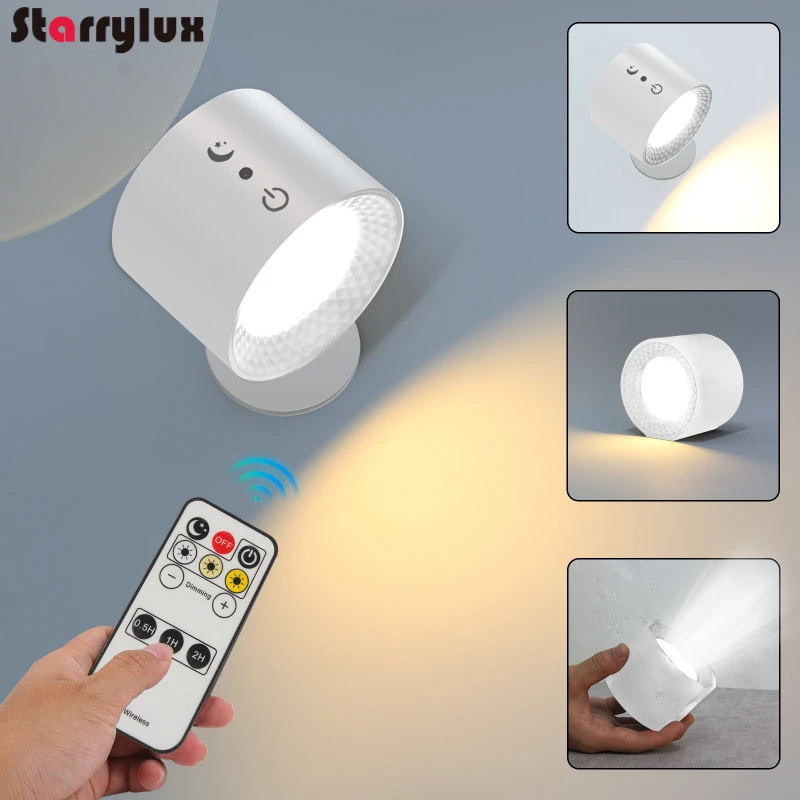

Smart Magnetic Wall Lamp USB Rechargeable 3 Color Temperature Dimmable LED Night Light with Remote Control for Bedroom