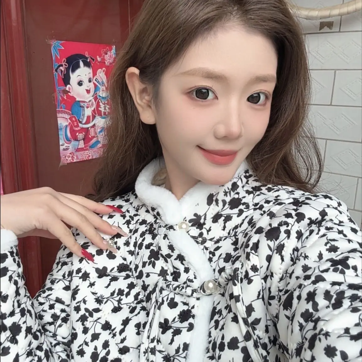Chinese New National Style Slim Fit Cotton Coat, Winter Frog Button Plush Lined Jacket | Viral Middle Age Women Coat