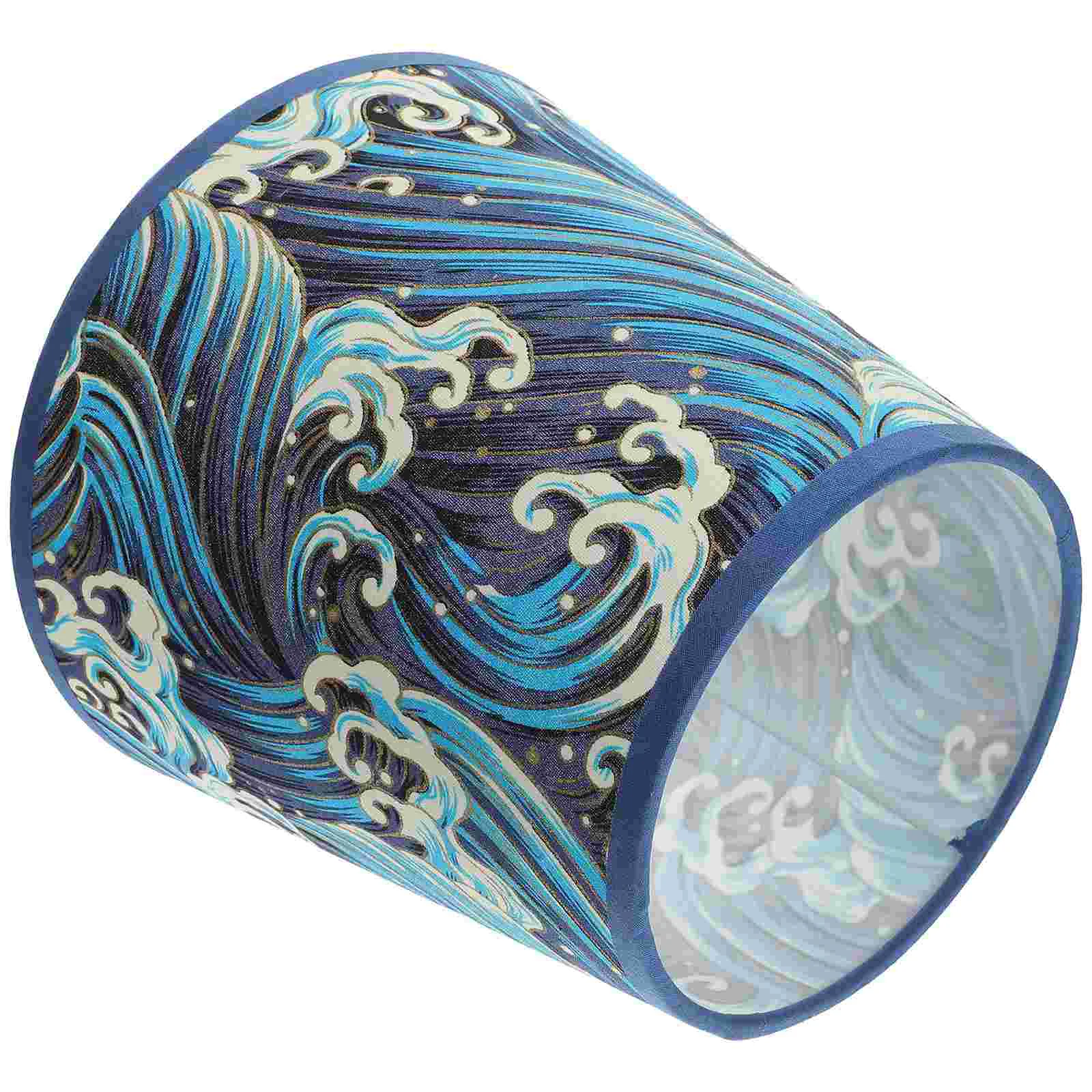 Desk Lamp Shade Fabric Lamp Floor Lampshade Replacement with Sea Wave Print(E27)