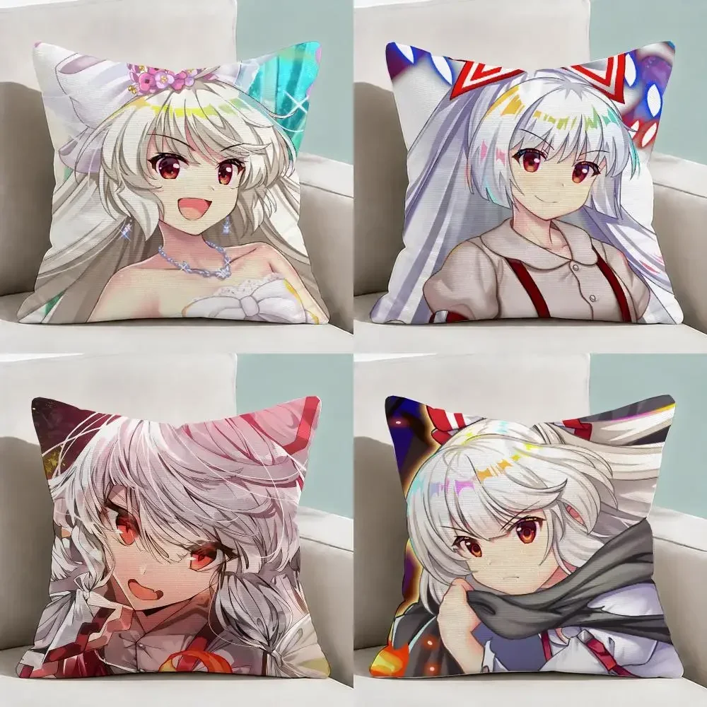 Gaming Touhou Mokou Fantasy Chibi Cushion Cover Throw Pillow Soft Short Plush Durable Colorfast Sofa Bedroom Home Decor Gift