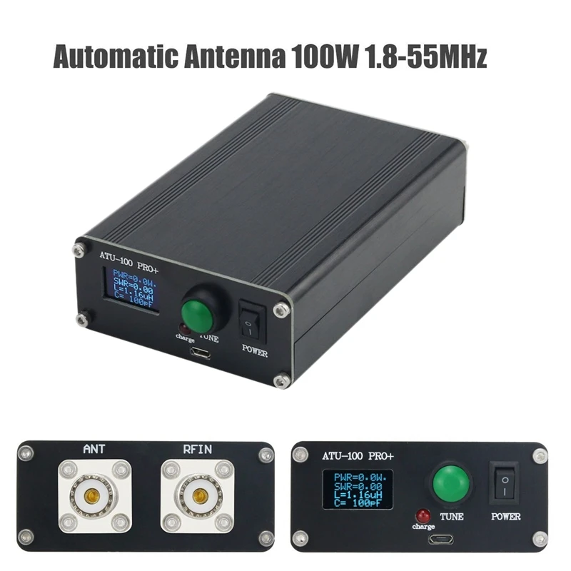 ATU-100 Pro+ 7X7 1.8-55Mhz 0.96 Inch OLED Display 120W Rechargeable Antenna Tuner Auto Antenna Tuner Shortwave Antenna Tuner